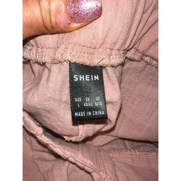 Shein Womens Shorts Pink Tie Waist Shorts Elastic Pull On (L) - Picture 5 of 5